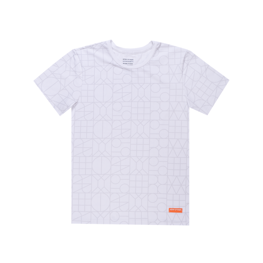 L’essence Pure T-shirt blanc à motif gris Henry of Paris